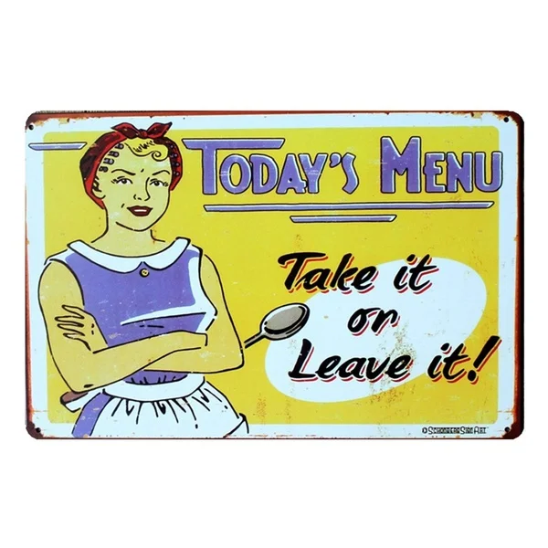 Today's Menu Retro tin sign nostalgic ornament metal poster garage art deco bar cafe shop
Today's Menu Retro tin sign nostalgic ornament metal poster garage art deco bar cafe shop