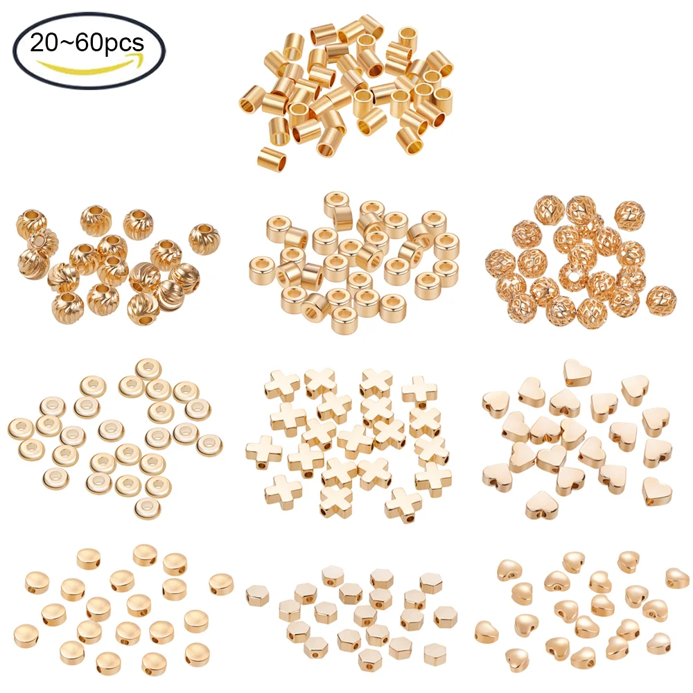 20~60Pcs 18K Gold Plated Spacer Beads Small Metal Beads DIY - Column, Cross, Donut, Flat Round, Grooved, Heart, Hexagon, Hollow
20~60Pcs 18K Gold Plated Spacer Beads Small Metal Beads DIY - Column, Cross, Donut, Flat Round, Grooved, Heart, Hexagon, Hollow