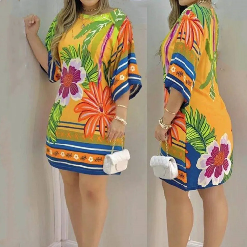 Women Autumn Summer Straight Mini Dress Casual Half Sleeve Round Neck Floral Print Elegant Party Dresses Vestidos Mujer Verano
Women Autumn Summer Straight Mini Dress Casual Half Sleeve Round Neck Floral Print Elegant Party Dresses Vestidos Mujer Verano