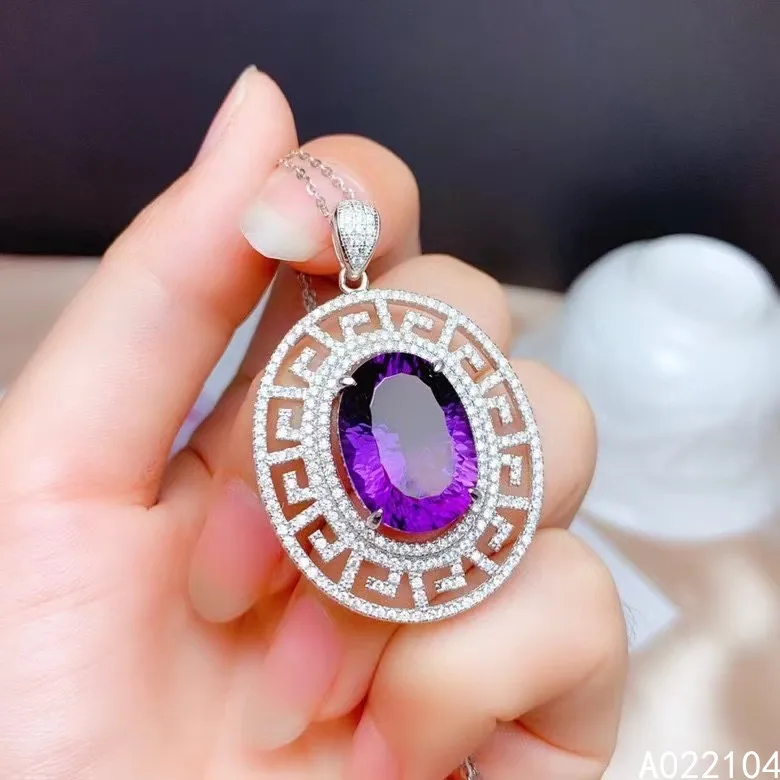 KJJEAXCMY fine jewelry 925 pure silver inlaid natural amethyst women exquisite oval Chinese style large gem pendant necklace sup
KJJEAXCMY fine jewelry 925 pure silver inlaid natural amethyst women exquisite oval Chinese style large gem pendant necklace sup