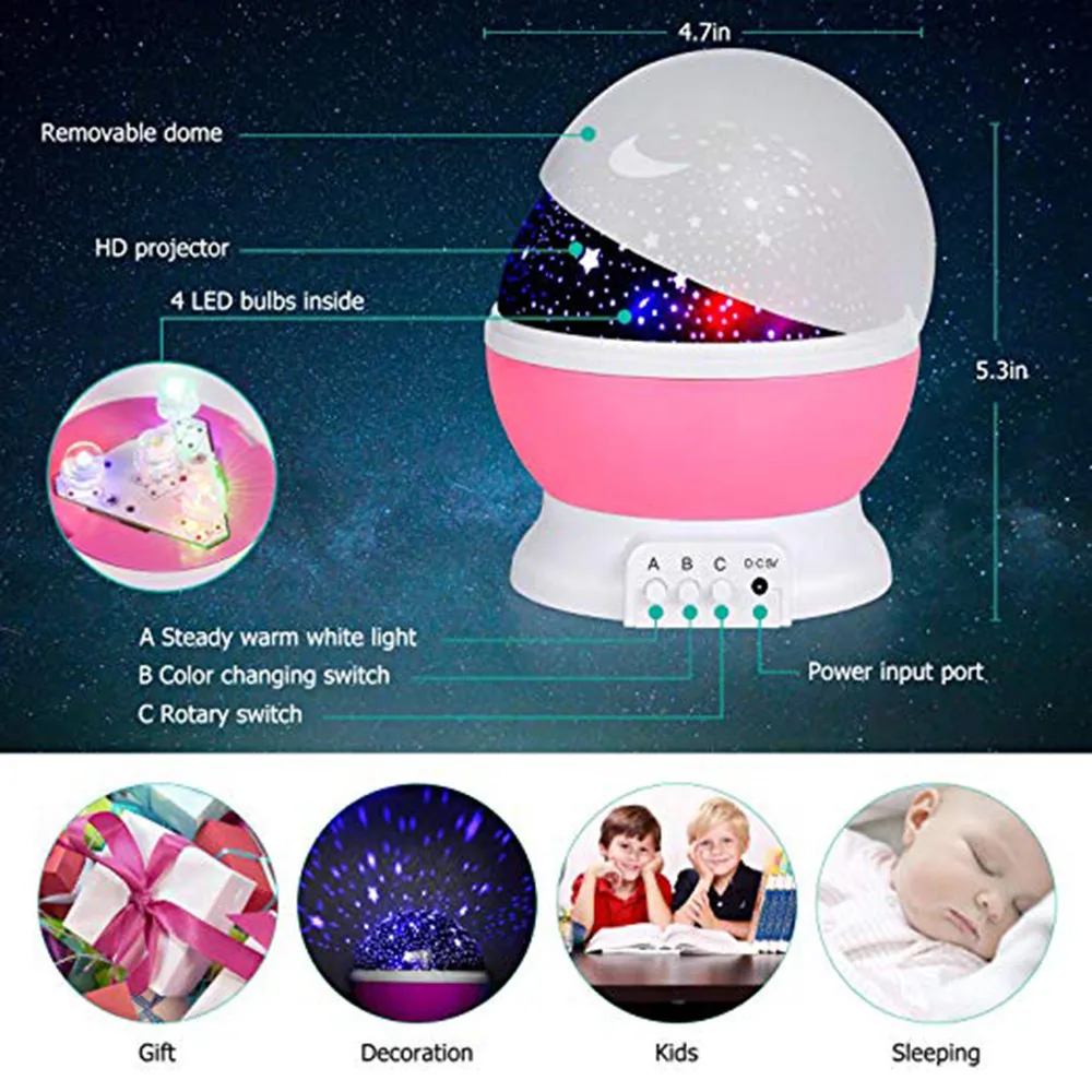 LED Night Light Luminaria Projector Star Moon desk Lamp for Baby Kids Sleep Birthday Led Indoor Light USB battery fairy colorful
LED Night Light Luminaria Projector Star Moon desk Lamp for Baby Kids Sleep Birthday Led Indoor Light USB battery fairy colorful