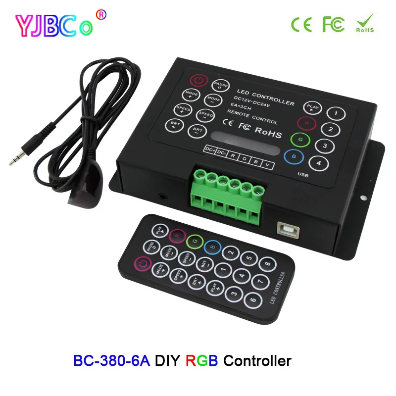 DC12V 24V 3CH RGB LED Strip Light Controller BC-380-6A 6A*3CH DIY Constant Voltage lamp tape Dimmer with Wireless IR remote 
DC12V 24V 3CH RGB LED Strip Light Controller BC-380-6A 6A*3CH DIY Constant Voltage lamp tape Dimmer with Wireless IR remote