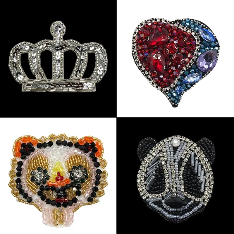 Handmade Rhinestones Crown Bead Embroidery Love Patch Applique BadgeDIY Dlothing Accessories Panda Tiger Head Bag Patch 
Handmade Rhinestones Crown Bead Embroidery Love Patch Applique BadgeDIY Dlothing Accessories Panda Tiger Head Bag Patch