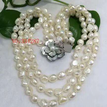 New Elegant lady's big 3row 9-10mm baroque white freshwater pearl necklace 18-19-20"
New Elegant lady's big 3row 9-10mm baroque white freshwater pearl necklace 18-19-20"