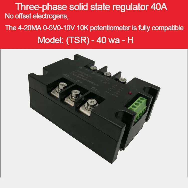 

Three-phase Solid State Voltage Regulator, Thyristor Voltage Regulator Module, Temperature and Voltage Regulation 40A TSR-40WA-H