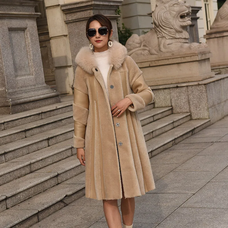 Brand Sheep Shearing Fur Overcoat Women Fox Fur Hooded Real Fur Long Coat Luxury Office Lady Elegant Winter Jacket Plus Size 4XL
Brand Sheep Shearing Fur Overcoat Women Fox Fur Hooded Real Fur Long Coat Luxury Office Lady Elegant Winter Jacket Plus Size 4XL