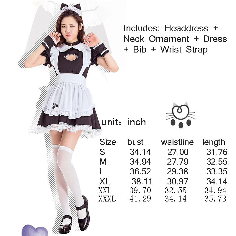 Cat Maid Outfit COSPLAY Sexy Lolita Anime Cute Soft Girl Maid Uniform Appealing Set Stage Costume Accessories 5 Piece Set
Cat Maid Outfit COSPLAY Sexy Lolita Anime Cute Soft Girl Maid Uniform Appealing Set Stage Costume Accessories 5 Piece Set