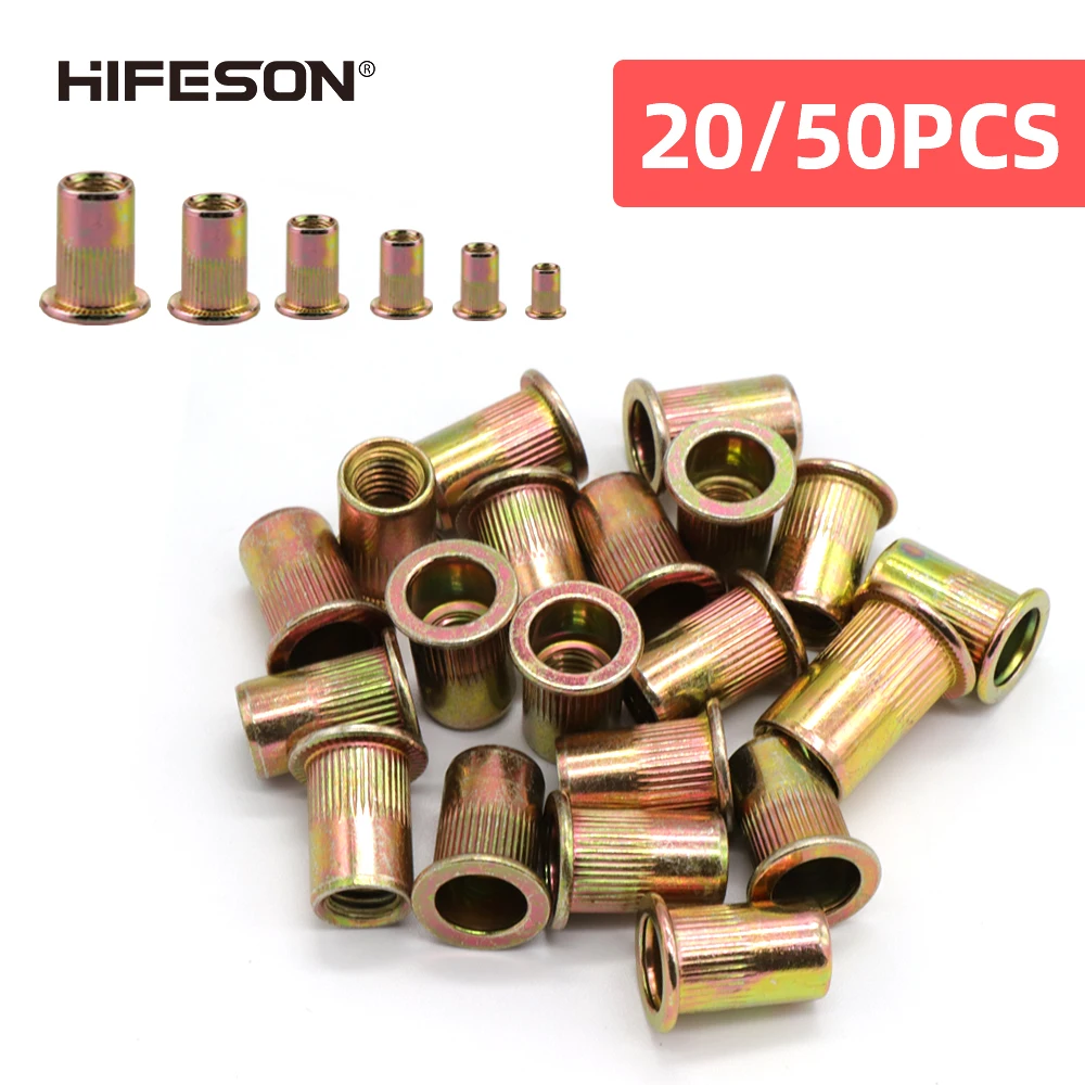 HIFESON 20/50pcs M3 M4 M5 M6 M8 M10 M12 Rivets Nuts Flat Head Threaded Insert Nut for Riveter Nut Gun Zinc Plated Carbon Steel
HIFESON 20/50pcs M3 M4 M5 M6 M8 M10 M12 Rivets Nuts Flat Head Threaded Insert Nut for Riveter Nut Gun Zinc Plated Carbon Steel