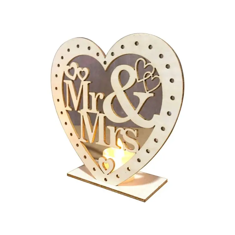 Creative DIY Wedding Supplies Fashionable Heart-shaped MR&MRS Wooden Ornaments with Lights Romantic Party Art Crafts
Creative DIY Wedding Supplies Fashionable Heart-shaped MR&MRS Wooden Ornaments with Lights Romantic Party Art Crafts