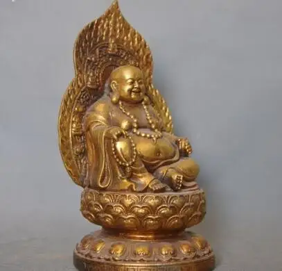 6"old Chinese china Buddhism temple brass sit Laughter maitreya Buddha Statue
6"old Chinese china Buddhism temple brass sit Laughter maitreya Buddha Statue