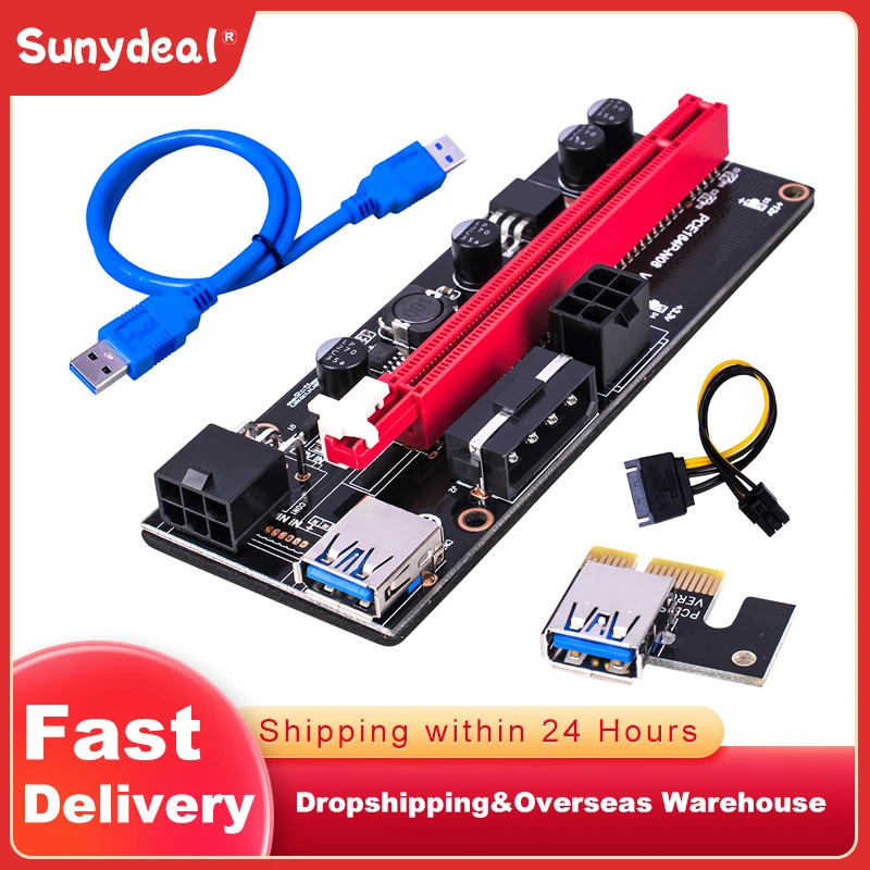 Newest VER009 S USB 3.0 PCI-E Riser VER 009S Express 1X 4x 8x 16x Extender Riser Adapter Card SATA 15pin to 6 pin Power Cable
Newest VER009 S USB 3.0 PCI-E Riser VER 009S Express 1X 4x 8x 16x Extender Riser Adapter Card SATA 15pin to 6 pin Power Cable