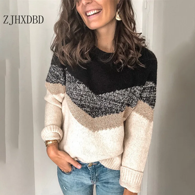 2020 Fashion Red Women Ladies Striped Sweater Autumn Winter O Neck Long Sleeve Loose Knit Pullover Patchwork Pull Femme Clothes
2020 Fashion Red Women Ladies Striped Sweater Autumn Winter O Neck Long Sleeve Loose Knit Pullover Patchwork Pull Femme Clothes