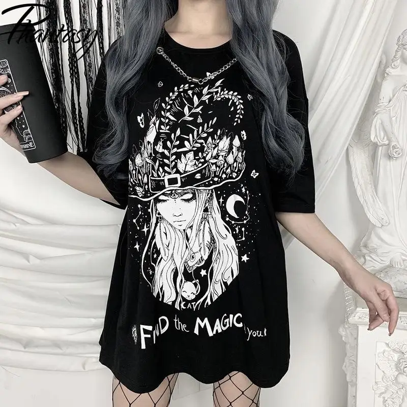 Phantasy New Girl Print Black T-Shirt Women Street Style Short-Sleeved Necklace Mid-Length Tops Summer O-Neck Loose T-Shirt
Phantasy New Girl Print Black T-Shirt Women Street Style Short-Sleeved Necklace Mid-Length Tops Summer O-Neck Loose T-Shirt