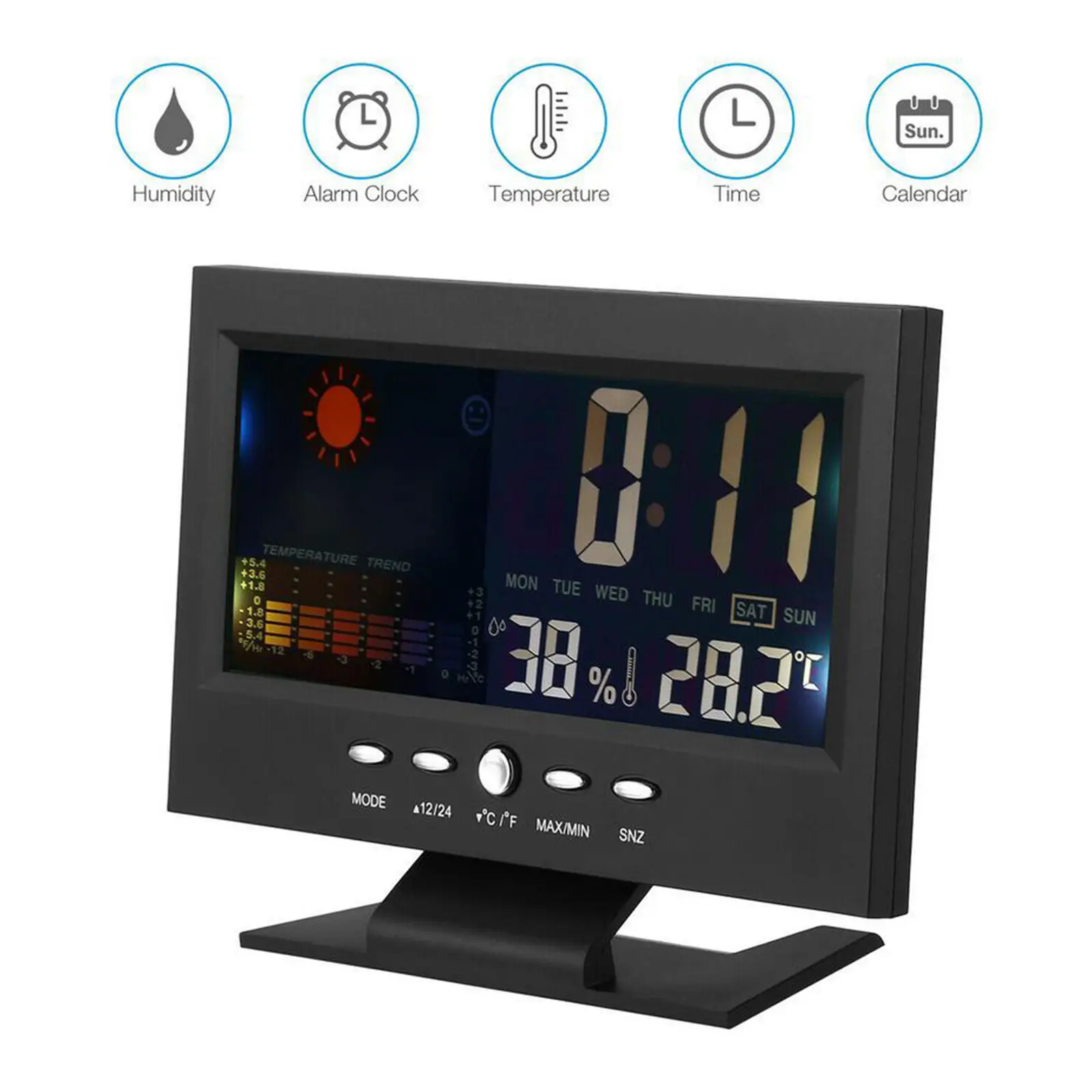 2020 New Hot Weather Clock Color Screen New Digital Display Thermometer humidity clock Colorful LCD Alarm Calendar Weather
2020 New Hot Weather Clock Color Screen New Digital Display Thermometer humidity clock Colorful LCD Alarm Calendar Weather