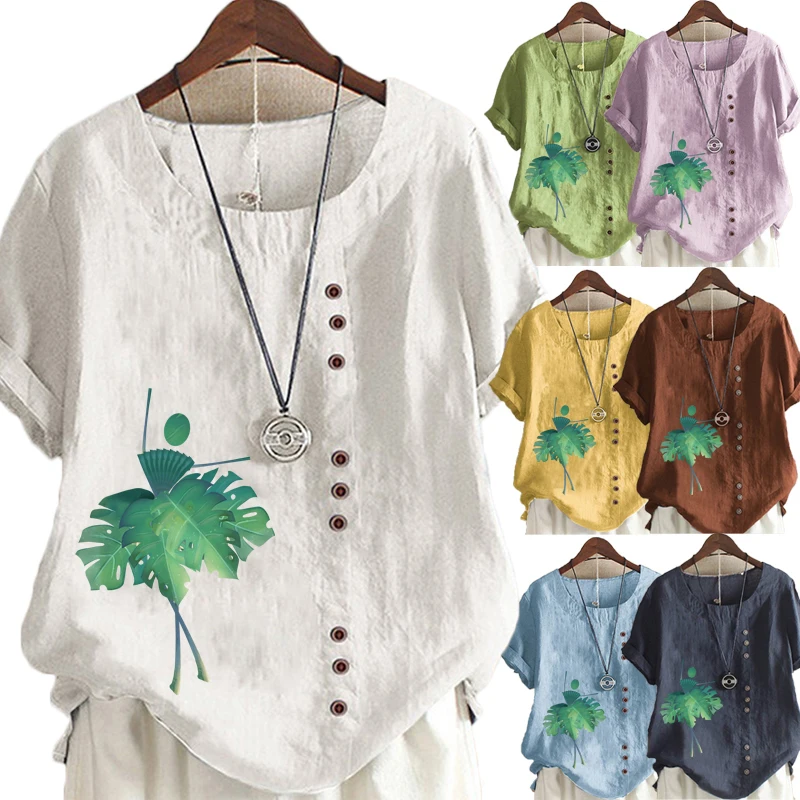 Women's Fashion Summer Print Round Neck Short-sleeved T-shirt Casual Loose Solid Color Shirt Short-sleeved Plus Size Top
Women's Fashion Summer Print Round Neck Short-sleeved T-shirt Casual Loose Solid Color Shirt Short-sleeved Plus Size Top