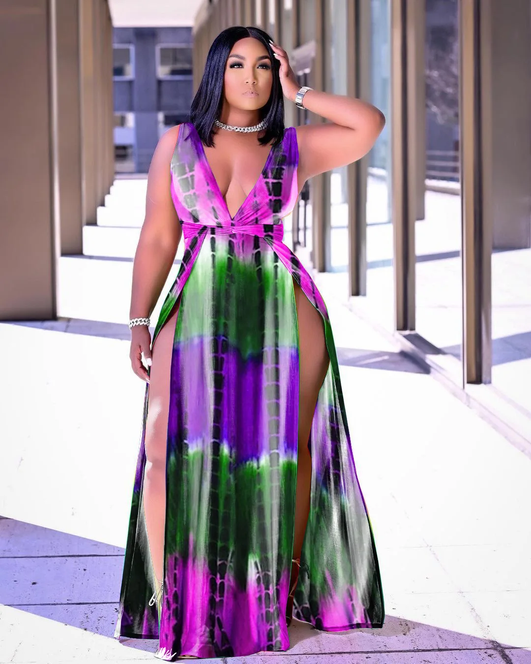 Pluz Size Sexy High Split Long Dress Women Summer Breathable Dresses with Sashes Oversized V Neck Club Party Wear Clothing S-5XL
Pluz Size Sexy High Split Long Dress Women Summer Breathable Dresses with Sashes Oversized V Neck Club Party Wear Clothing S-5XL
