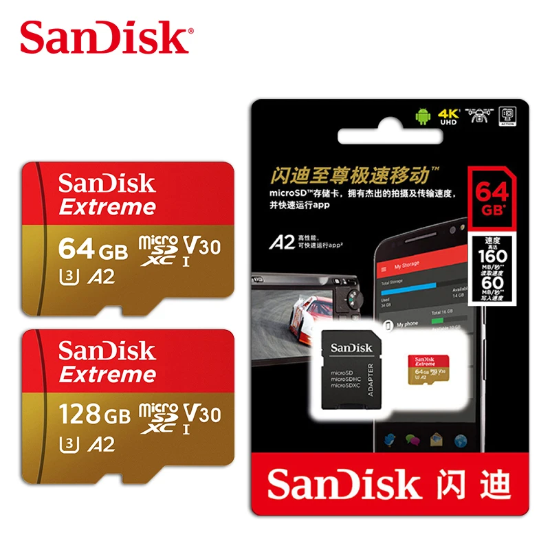 Sandisk Original Memory Card Extreme Micro SD Card A2 A1 V30 U3 Flash Card 64GB 32GB TF Card 128GB Memory Microsd
Sandisk Original Memory Card Extreme Micro SD Card A2 A1 V30 U3 Flash Card 64GB 32GB TF Card 128GB Memory Microsd
