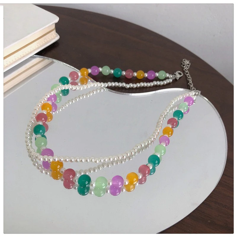Multicolor Acrylic Beaded Necklace Design Retro Double Pearl Glass Necklace Korean Fashion Elegant Jewelry Bohemian Party Gift
Multicolor Acrylic Beaded Necklace Design Retro Double Pearl Glass Necklace Korean Fashion Elegant Jewelry Bohemian Party Gift