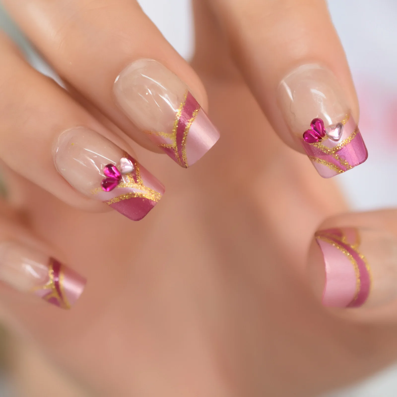 Heart False Diamond Rhinestone Pink Simple Design With Glitter Full Cover Nails Supplies For Professionals Fake Nails Tip EchiQ
Heart False Diamond Rhinestone Pink Simple Design With Glitter Full Cover Nails Supplies For Professionals Fake Nails Tip EchiQ
