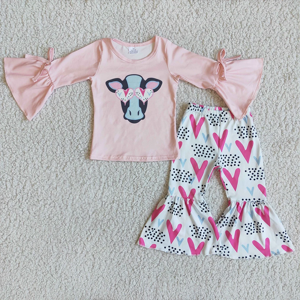 Комплект весенней одежды для малышей с длинным рукавом топ и штаны розового