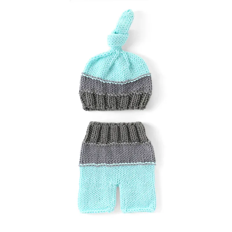 

Детский комплект одежды для студийной фотосъемки 0-3 мес., вязаный крючком шапка с длинным хвостом штаны для новорожденных, теплый костюм