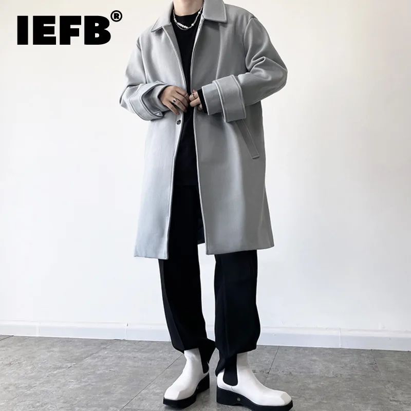 IEFB Chic Lapel Thickened Lapel Tweed Men's Coat Trend Light Blue Korean Tide Long Autumn Winter Mid Length Jacket With Belt
IEFB Chic Lapel Thickened Lapel Tweed Men's Coat Trend Light Blue Korean Tide Long Autumn Winter Mid Length Jacket With Belt