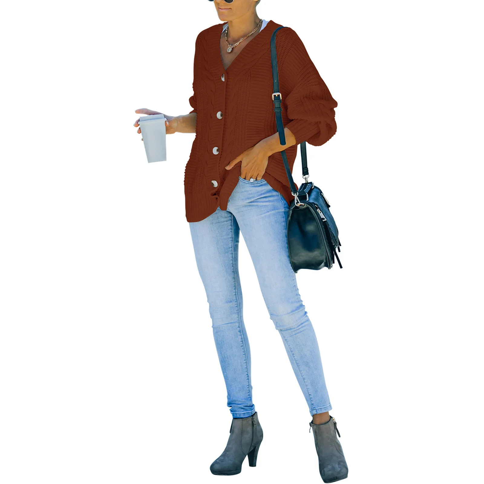 Женский свободный стильный свитер, однотонное пальто с длинными рукавами и пуговицами, Размеры S/ M/ L/ XL 
Женский свободный стильный свитер, однотонное пальто с длинными рукавами и пуговицами, Размеры S/ M/ L/ XL