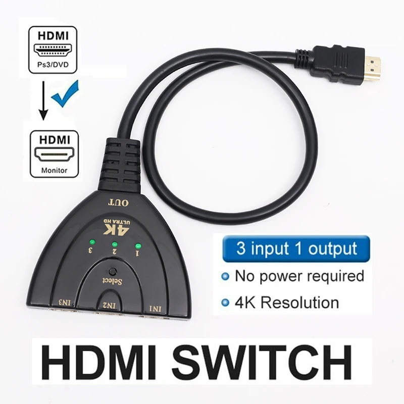 1080P High Definition Multimedia Interface Switch Hub 3 Input Ports Splitter Cable Adapter Converter for Laptop PS4 Xbox360 TV
1080P High Definition Multimedia Interface Switch Hub 3 Input Ports Splitter Cable Adapter Converter for Laptop PS4 Xbox360 TV