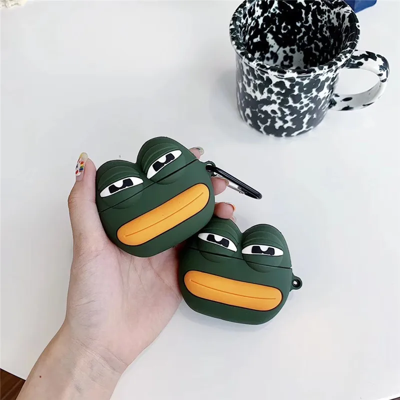 Для AirPod 2 Чехол 3D Sad Frog мультяшный мягкий силиконовый беспроводной чехол для