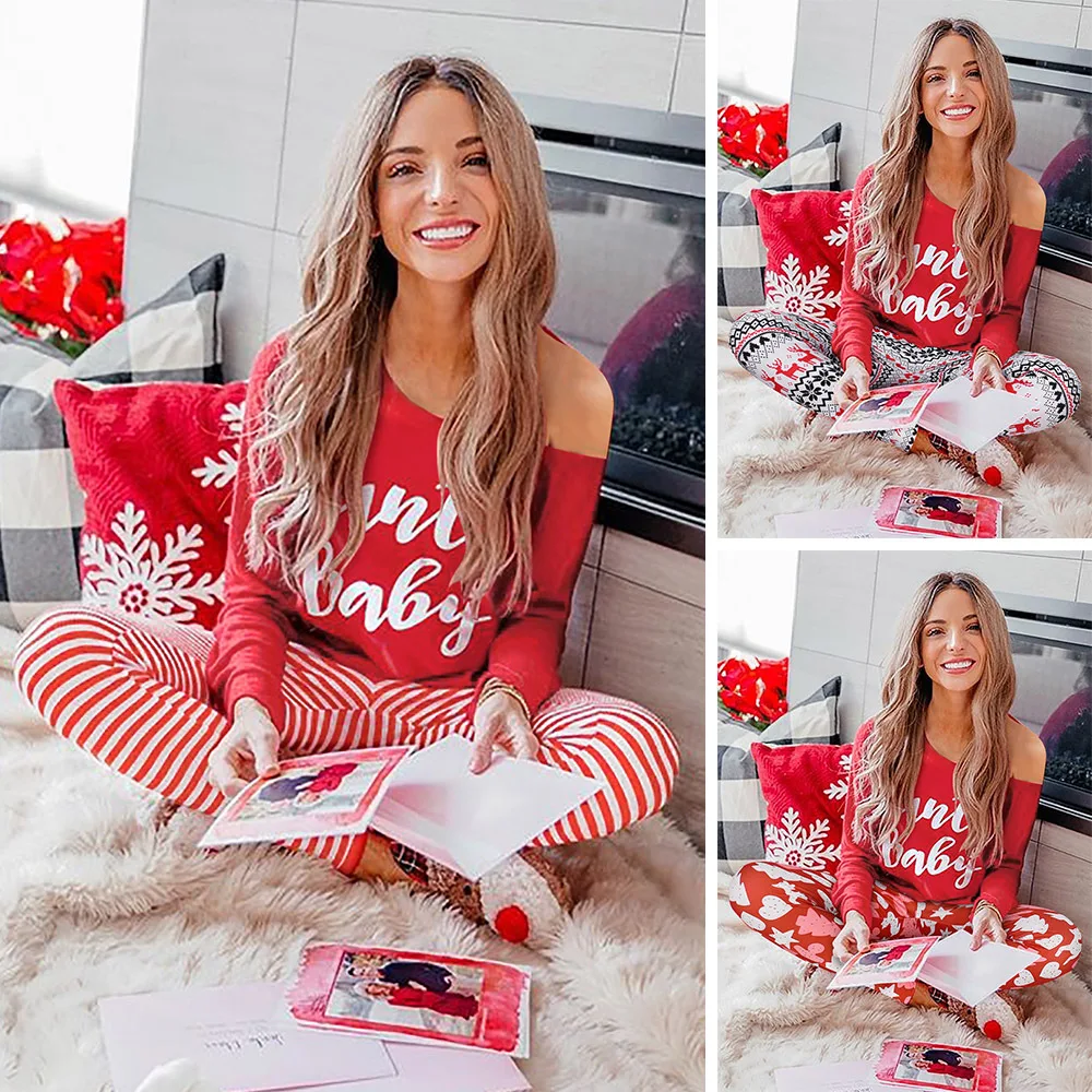 Women's Wear European And American Alphabet Printed Leisure Home Wear Long Sleeve Women's Christmas Suit
Women's Wear European And American Alphabet Printed Leisure Home Wear Long Sleeve Women's Christmas Suit