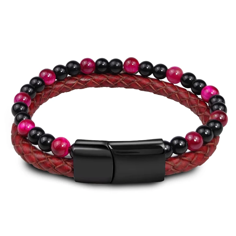 MingAo Men's Bracelets Natural Stone Multilayer Leather Braided Bracelet Red Beads Bangle Vintage Male Jewelry Wristband Gift
MingAo Men's Bracelets Natural Stone Multilayer Leather Braided Bracelet Red Beads Bangle Vintage Male Jewelry Wristband Gift
