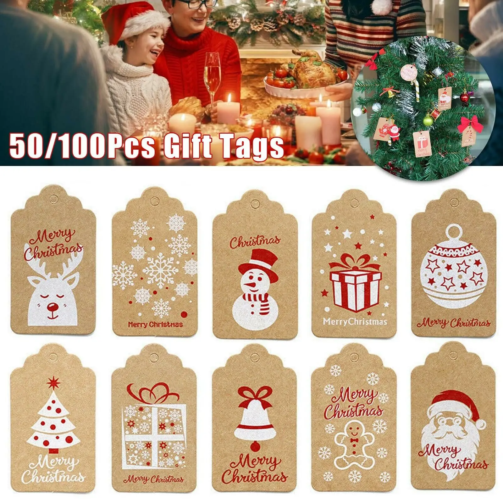 100Pcs Merry Christmas Tags Kraft Paper Card Gift Label Tag DIY Hang Tags Gift Wrapping Decor Gift Card Christmas Supplies
100Pcs Merry Christmas Tags Kraft Paper Card Gift Label Tag DIY Hang Tags Gift Wrapping Decor Gift Card Christmas Supplies