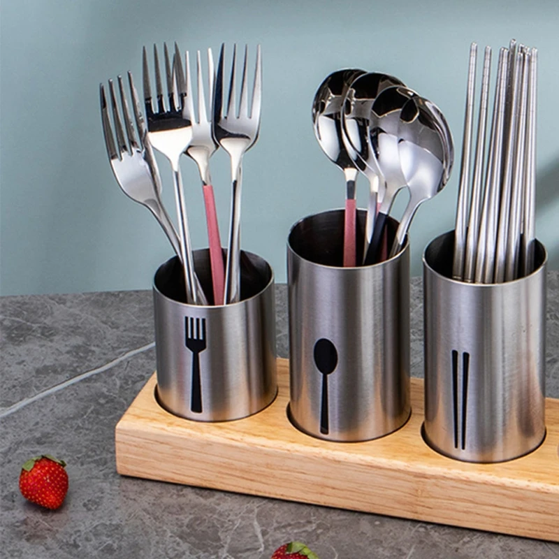 Flatware Holder Stainless Steel Cutlery Basket with Wooden Base Stand for Forks Knives Spoons Kitchen Restaurant Dining
Flatware Holder Stainless Steel Cutlery Basket with Wooden Base Stand for Forks Knives Spoons Kitchen Restaurant Dining
