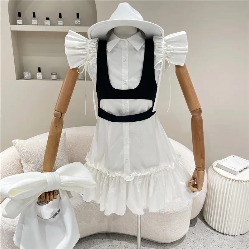 New Women's Clothing Summer 2021 Fashion Vest + fly sleeve shirt doll dress Two piece set
New Women's Clothing Summer 2021 Fashion Vest + fly sleeve shirt doll dress Two piece set