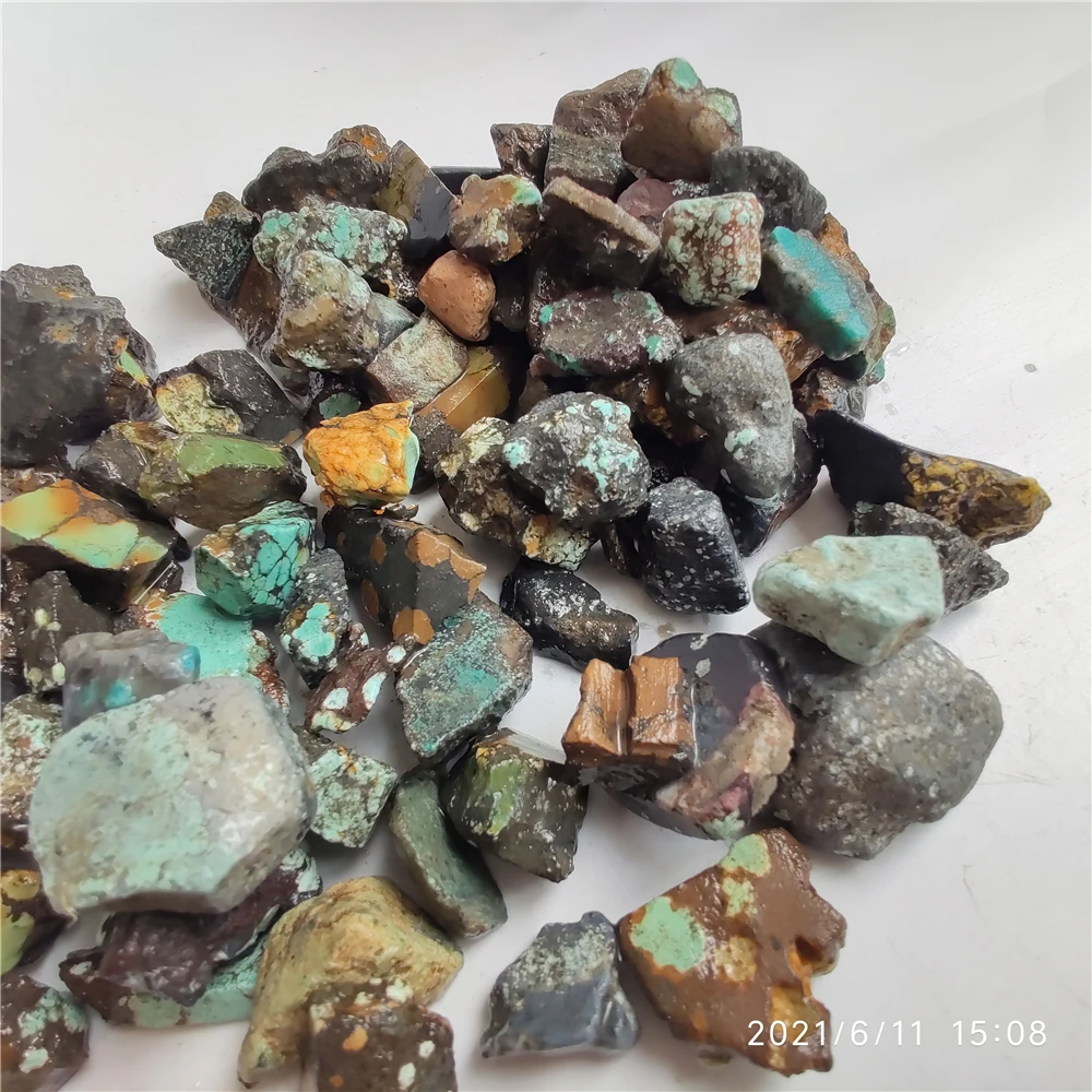 

100g Hubei Raw Mine Natural Turquoise Rough Stone Gem Mineral Specimens For DIY Jewelry Making