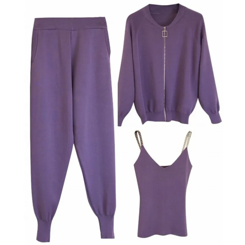 2021 Autumn Knitted Women Sets Solid Sexy Vest Long Sleeve Zipper Cardigans Waist Pants 3pcs Sets Tracksuits Clothing Women
2021 Autumn Knitted Women Sets Solid Sexy Vest Long Sleeve Zipper Cardigans Waist Pants 3pcs Sets Tracksuits Clothing Women