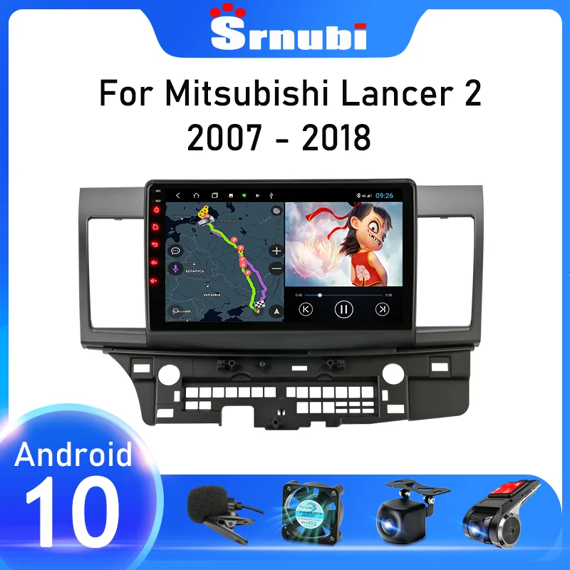 Автомобильный радиоприемник Srnubi Android 10 для Mitsubishi Lancer CY 2007 - 2017 мультимедийный