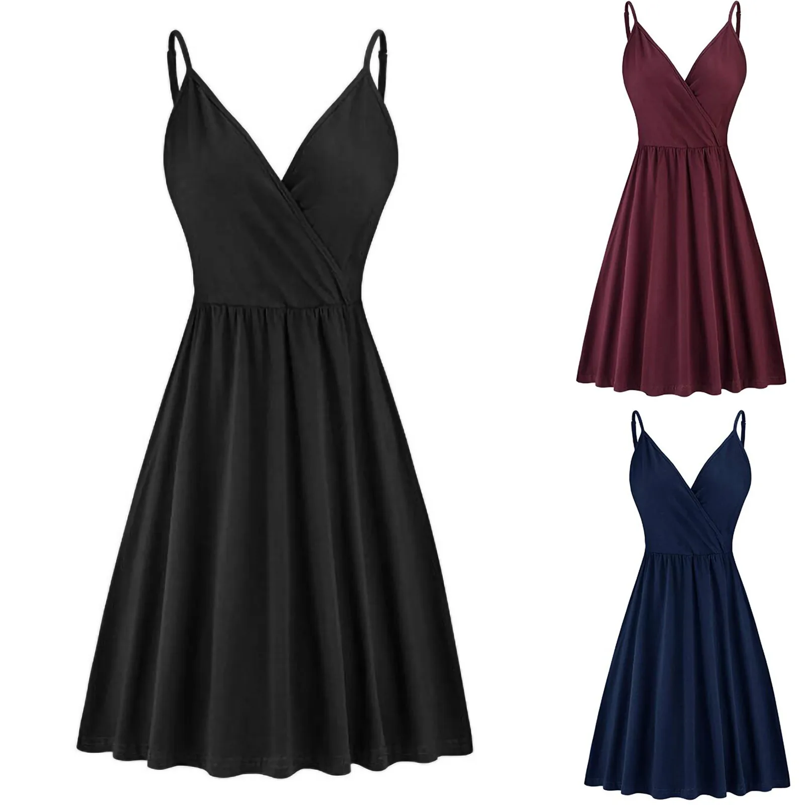 Women's Bohemian Dress 2021 Robe Fashion Solid V-Neck Spaghetti Strap Summer Casual Swing Dress With Pocket A-Line Dresses
Women's Bohemian Dress 2021 Robe Fashion Solid V-Neck Spaghetti Strap Summer Casual Swing Dress With Pocket A-Line Dresses