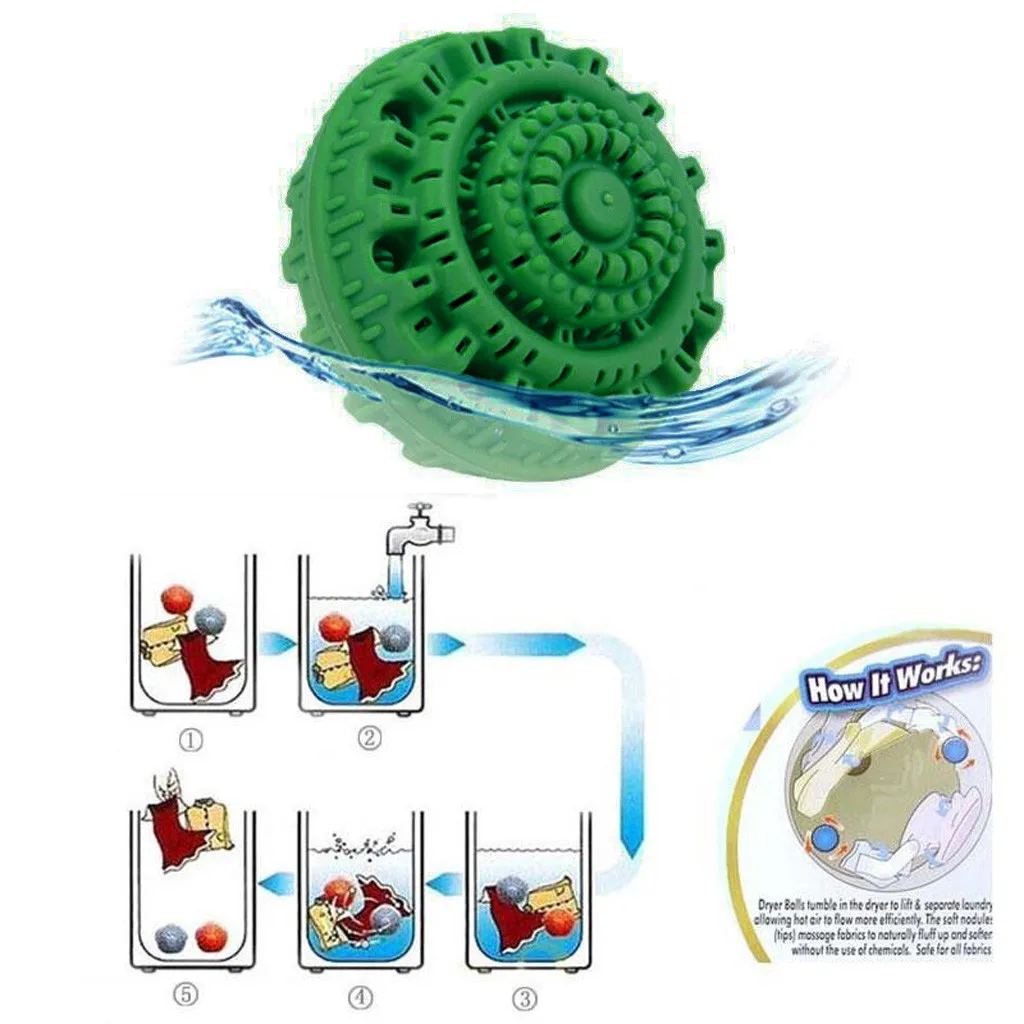 2 шт. экологически чистые зеленые шарики для стирки многоразовые молекулы