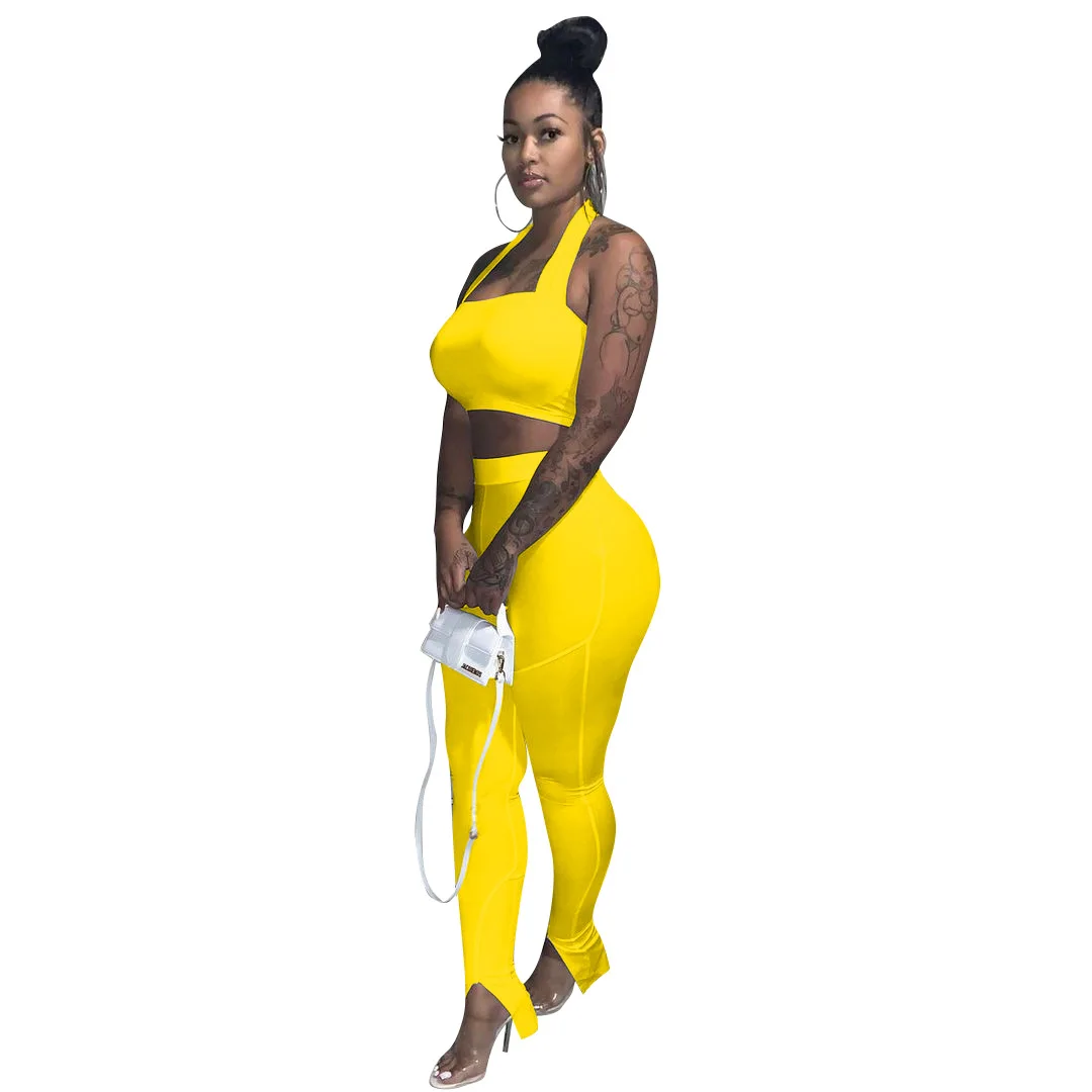 Women Streetwear Bodycon Halter Crop Top And Sweatpants Matching Sets Two Piece Set Ladies Outfit 2021 Female Tracksuit tshirt
Women Streetwear Bodycon Halter Crop Top And Sweatpants Matching Sets Two Piece Set Ladies Outfit 2021 Female Tracksuit tshirt