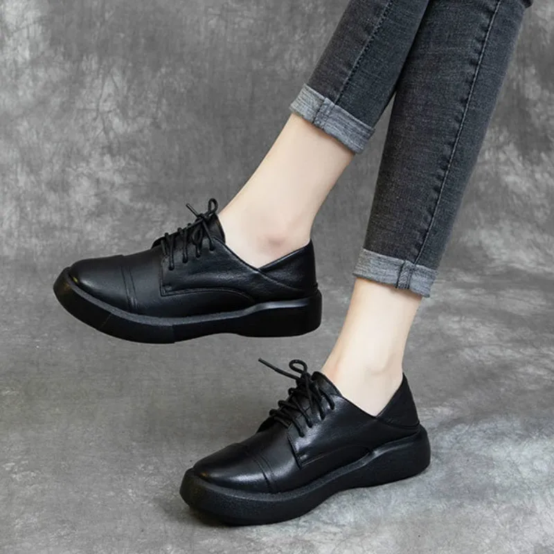 Women Leather Flats Plus Size Black Casual Shoes Lace Up Low Heels Handmade Genuine Leather Women Flats Soft Spring Shoes 42
Women Leather Flats Plus Size Black Casual Shoes Lace Up Low Heels Handmade Genuine Leather Women Flats Soft Spring Shoes 42
