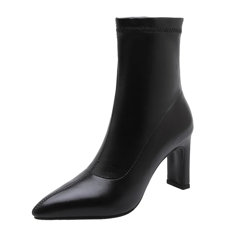 2019 New Stretch socks boots Women Shoes Slip ankle boots spring winter elegant Square high heels shoes female Plus size 33-43
2019 New Stretch socks boots Women Shoes Slip ankle boots spring winter elegant Square high heels shoes female Plus size 33-43