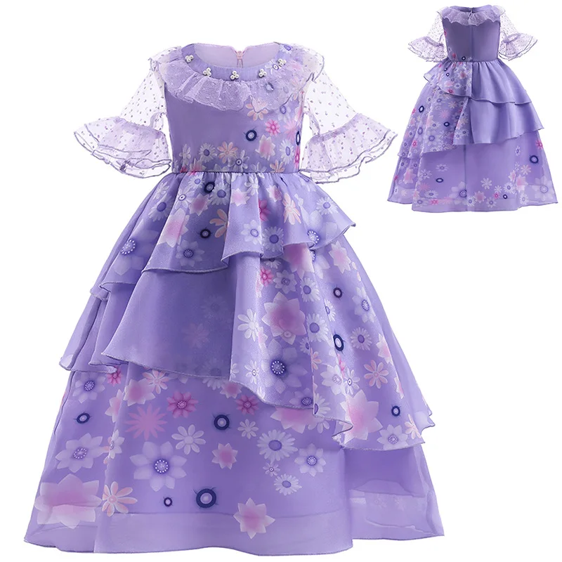Girls Encanto Cosplay Costume Isabella Purple Princess Dress Flower Print O-neck Ruffles Long Dress Children Party Clothes
Girls Encanto Cosplay Costume Isabella Purple Princess Dress Flower Print O-neck Ruffles Long Dress Children Party Clothes