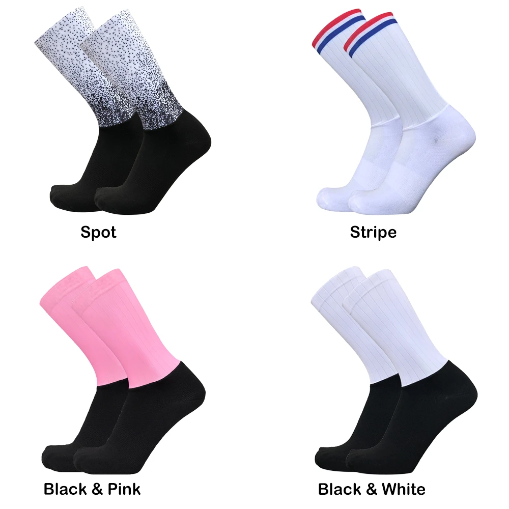 Hot New Cycling Socks Men Women Anti-slipping Breathable Running Professional Bicycle Aero Gradient Color Outdoor Sp | Спорт
