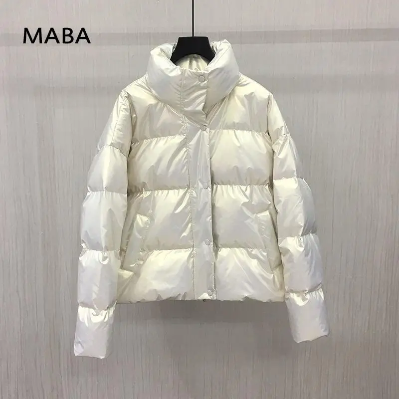 Winter Women Bright Puffer Jacket 2021 New Stand Collar Long Sleeve Thick Warm White / Black Short Cotton Padded Jacket Korean
Winter Women Bright Puffer Jacket 2021 New Stand Collar Long Sleeve Thick Warm White / Black Short Cotton Padded Jacket Korean