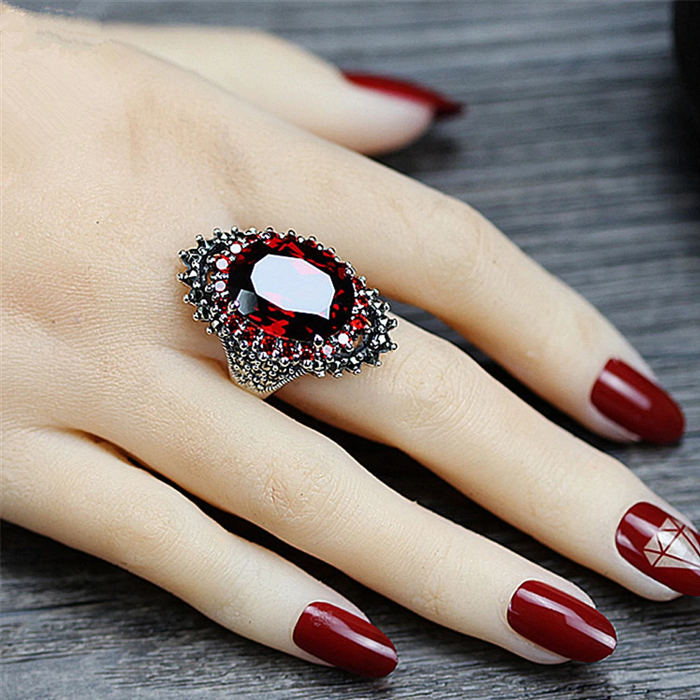 Vintage Red Rhinestone Engagement Ring Women Crystal Ring Silver Plated Luxury Finger Jewelry Female Wedding Adjustable Ring
Vintage Red Rhinestone Engagement Ring Women Crystal Ring Silver Plated Luxury Finger Jewelry Female Wedding Adjustable Ring