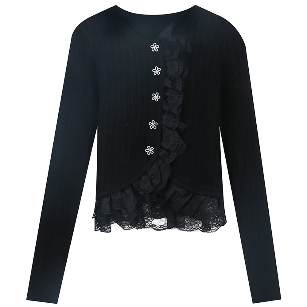 Autumn Winter New Women's Solid Color Top Wood Ear Lace Long Sleeve Slim Fit And Versatile Short Knitted Cardigan
Autumn Winter New Women's Solid Color Top Wood Ear Lace Long Sleeve Slim Fit And Versatile Short Knitted Cardigan