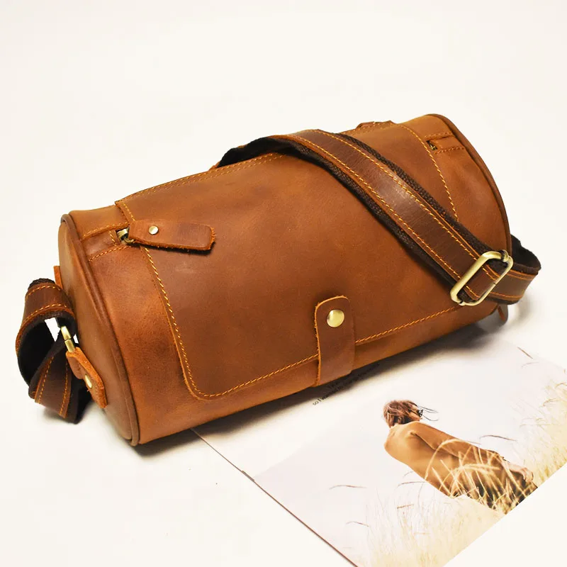 Винтажная сумка через плечо из натуральной кожи Крейзи Хорс, Мужская цилиндрическая сумка в форме бочонка
Винтажная сумка через плечо из натуральной кожи Крейзи Хорс, Мужская цилиндрическая сумка в форме бочонка