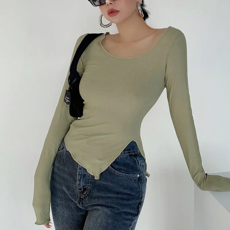 WOMENGAGA sexy side split bottom T-shirt women's solid slim Round Neck Long Sleeve tees hot korean irregular tops workout RSCS
WOMENGAGA sexy side split bottom T-shirt women's solid slim Round Neck Long Sleeve tees hot korean irregular tops workout RSCS