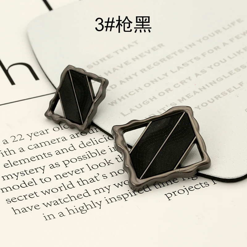 6pcs POP Tide Golden Sweater Decor Cardigan Buttons for Clothing Square Metal Button Women's Coat Coat Sewing Button Accessories
